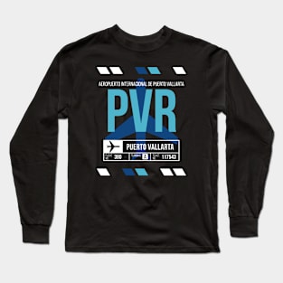 Puerto Vallarta (PVR) Airport Code Baggage Tag Long Sleeve T-Shirt